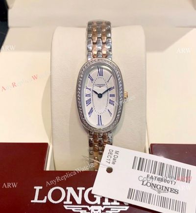 Copy Longines Equestrian Lady Watch Diamond Bezel White Roman Dial